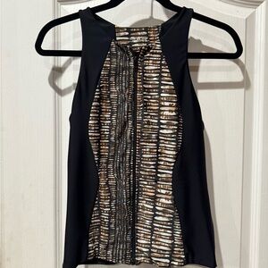 Issa de Mar Black and Brown Sleeveless  lycra zip up swim top